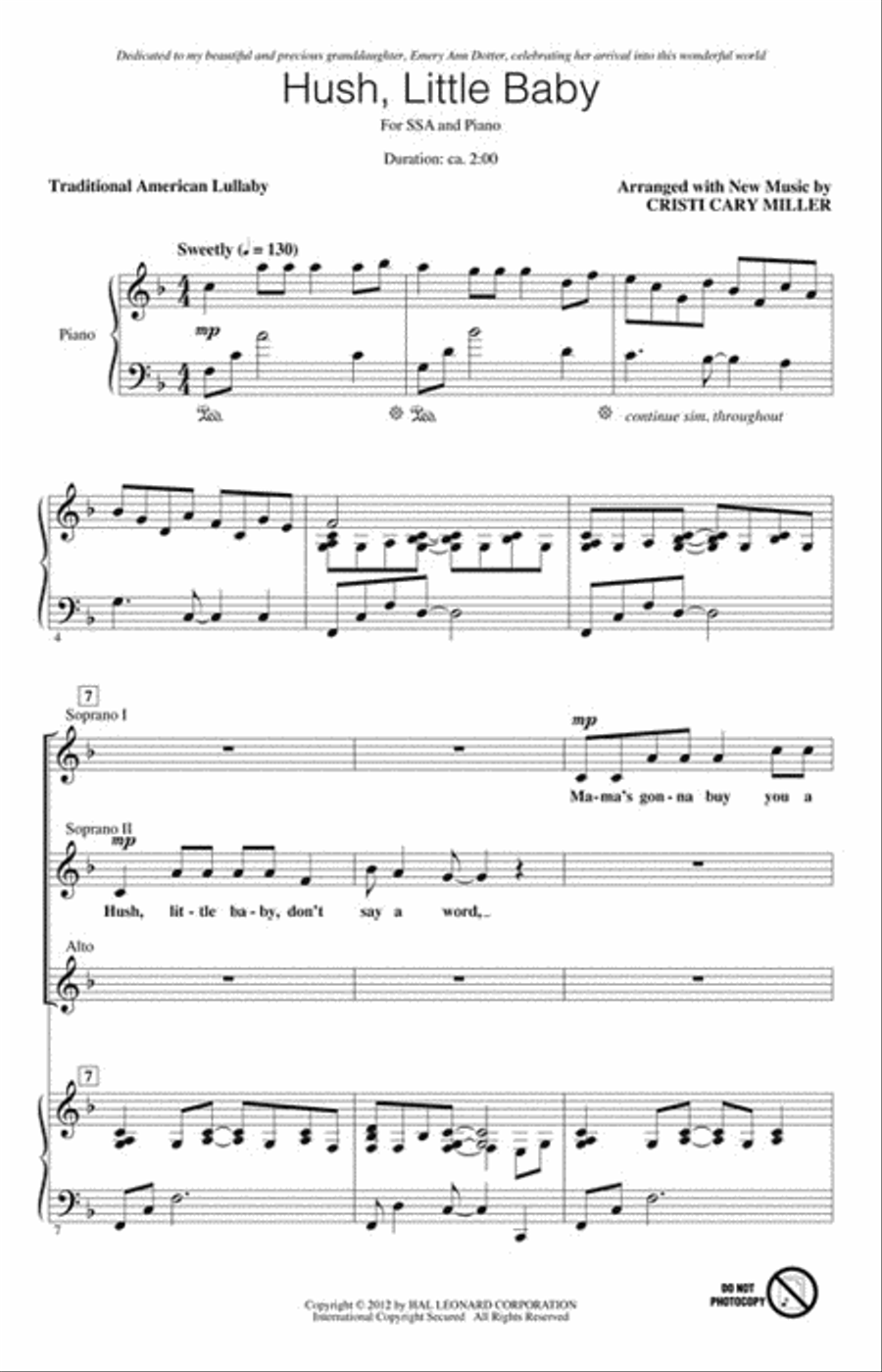 Hush, Little Baby SSA scores gallery preview page 2