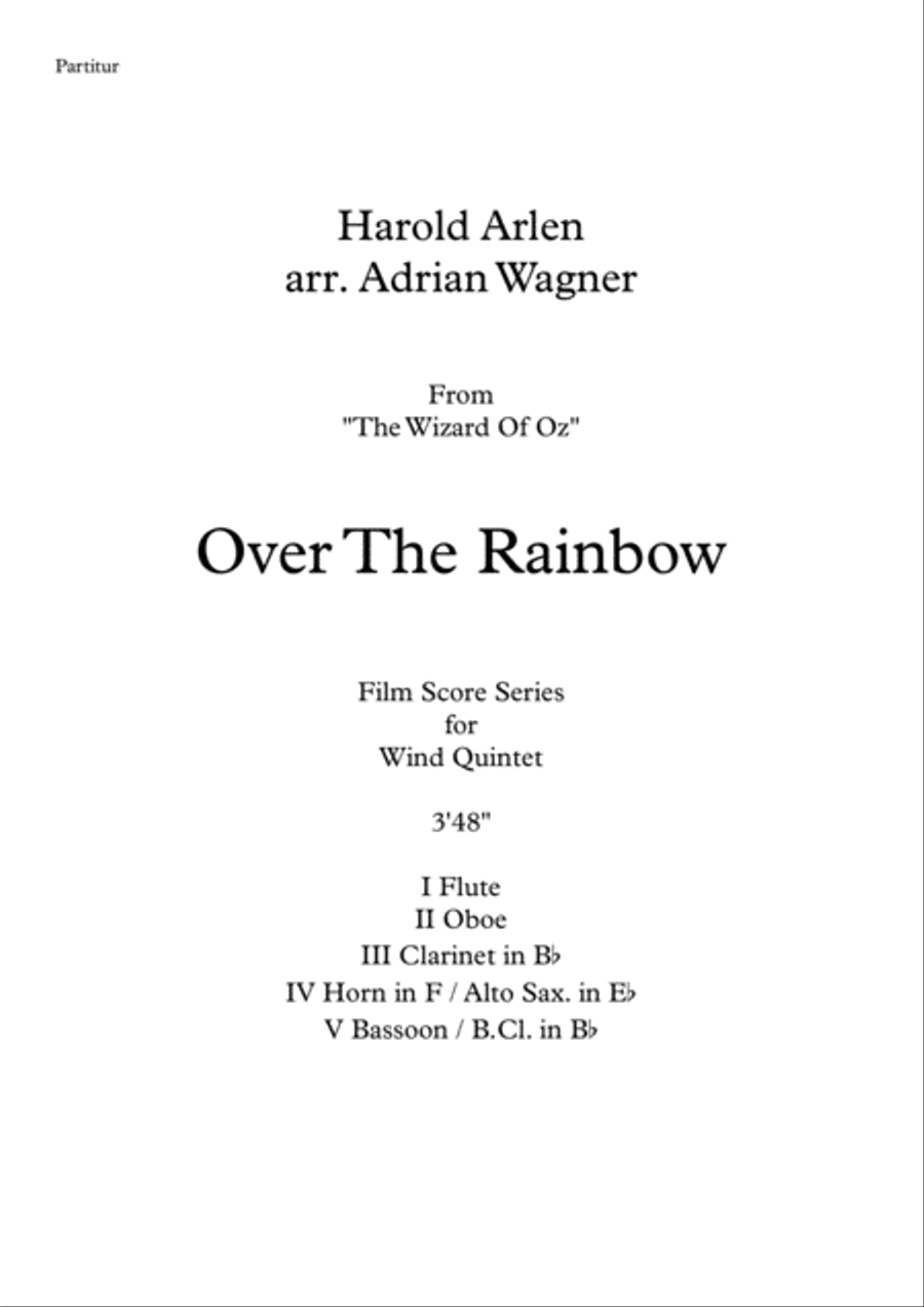 Over The Rainbow (from The Wizard Of Oz) Woodwind Quintet scores gallery preview page 2