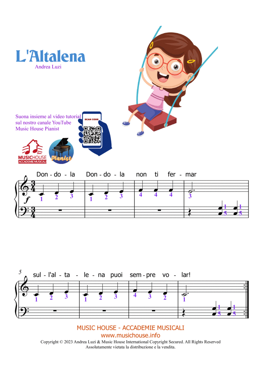 L'Altalena (The Swing) - EASY PIANO Piano Method scores gallery preview page 1