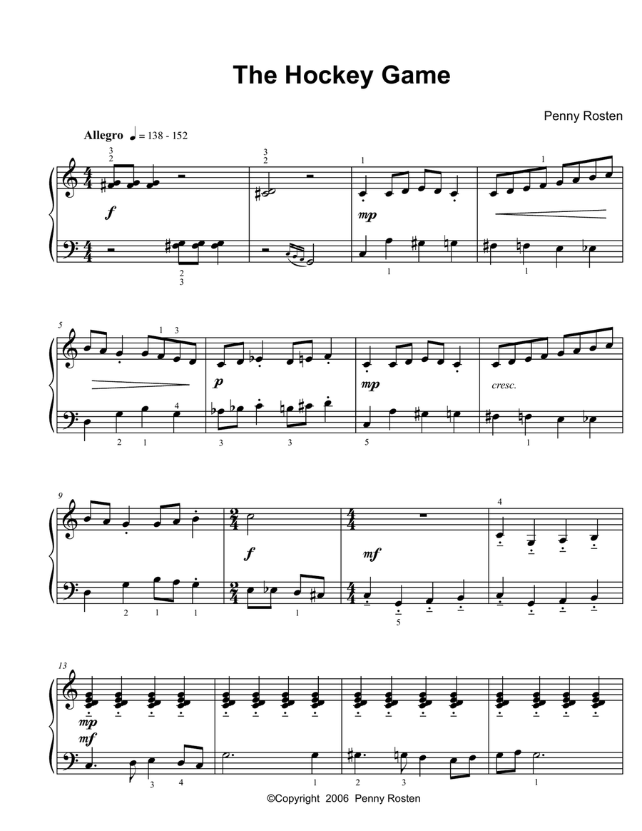 The Hockey Game Piano Solo scores gallery preview page 1