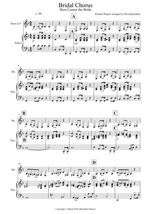 Bridal Chorus "Here Comes The Bride" for French Horn and Piano