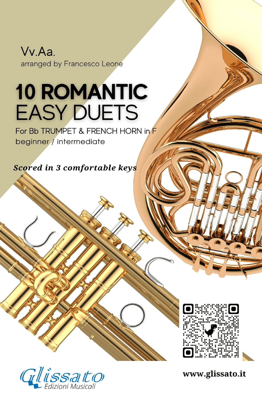 10 Romantic Easy duets for Bb Trumpet and French Horn in F Brass Duet scores gallery preview page 1