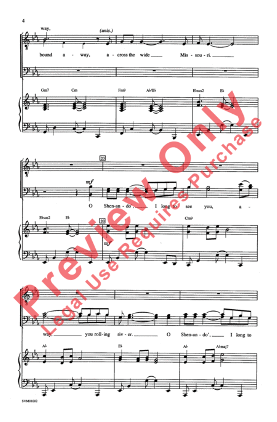 Shenandoah Shenandoah Men's Choir scores gallery preview page 4