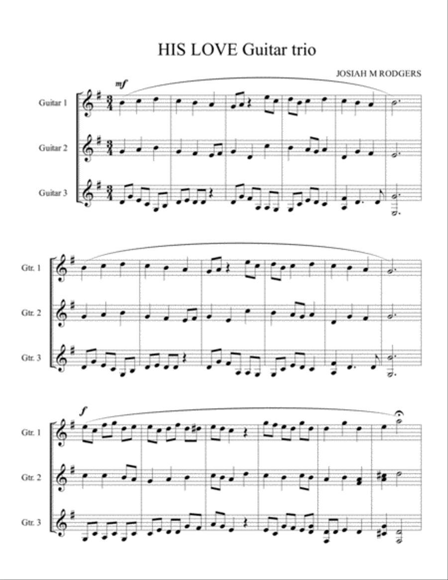 His Love His Love String Trio scores gallery preview page 1