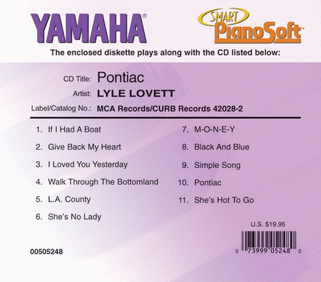 Lyle Lovett - Pontiac - Piano Software