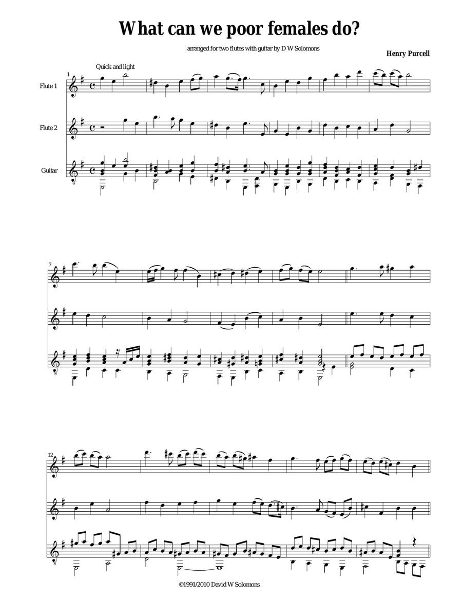 What can we poor females do for 2 flutes and guitar Small Ensemble scores gallery preview page 1