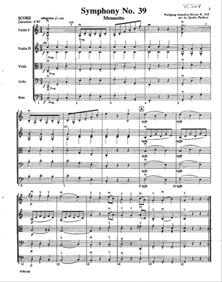Symphony No. 39: Menuetto Orchestra scores gallery preview page 2