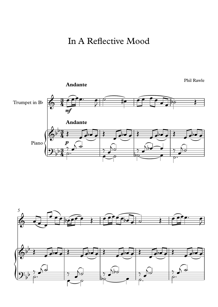 In A Reflective Mood - Trumpet Solo B-Flat Trumpet scores gallery preview page 1