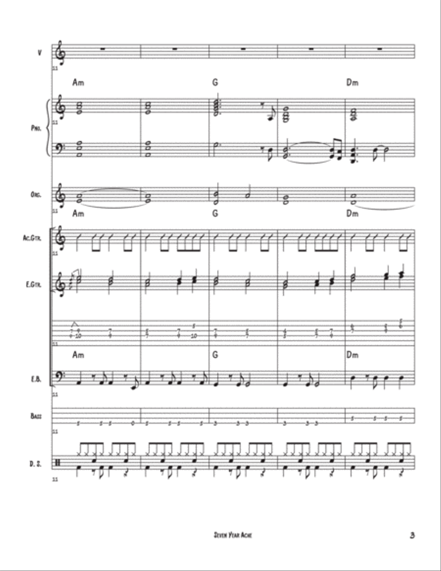 Seven Year Ache Seven Year Ache Jazz Ensemble scores gallery preview page 3