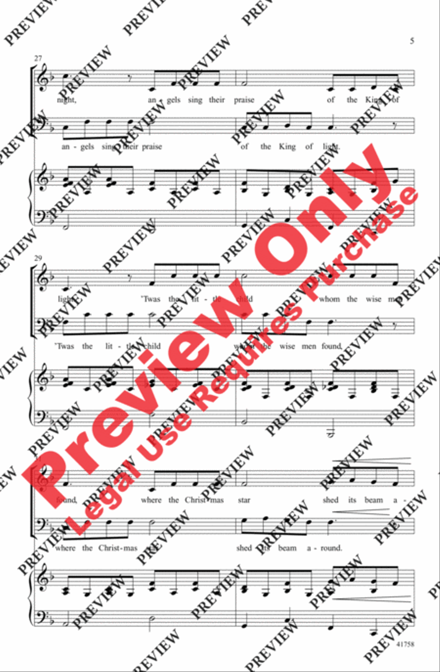 A Christmas Lullaby A Christmas Lullaby 4-Part scores gallery preview page 5