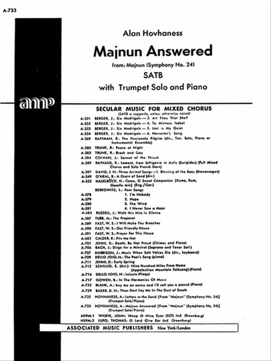 Majnun Answered From Maj Nun Symph. #24 With Trumpet Solo And Piano 4-Part scores gallery preview page 1