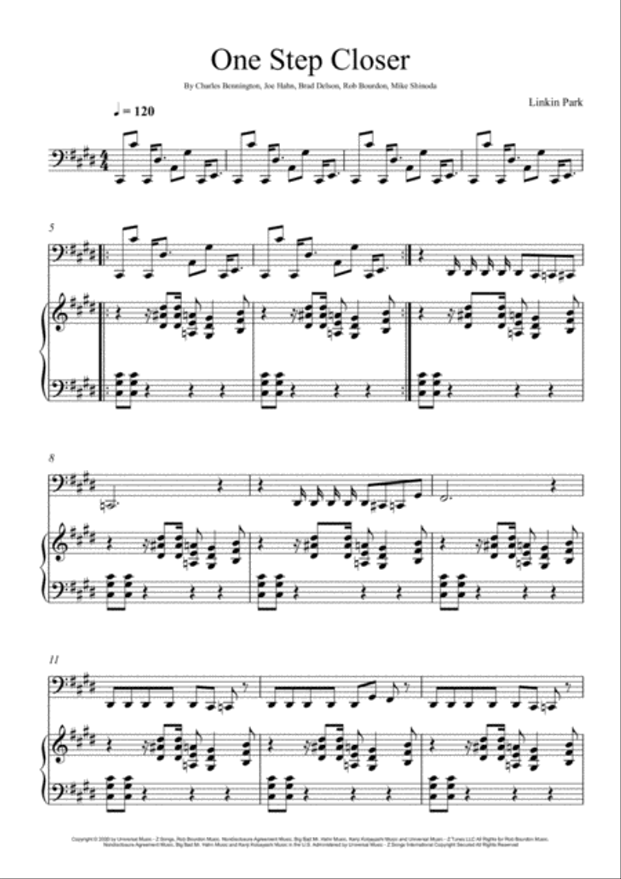 One Step Closer Voice scores gallery preview page 1