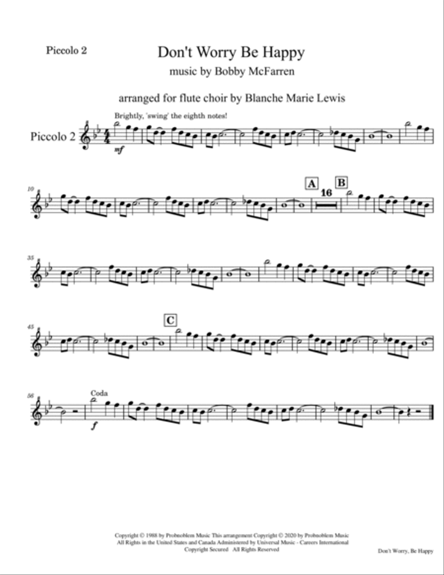 Don't Worry, Be Happy Woodwind Ensemble scores gallery preview page 6