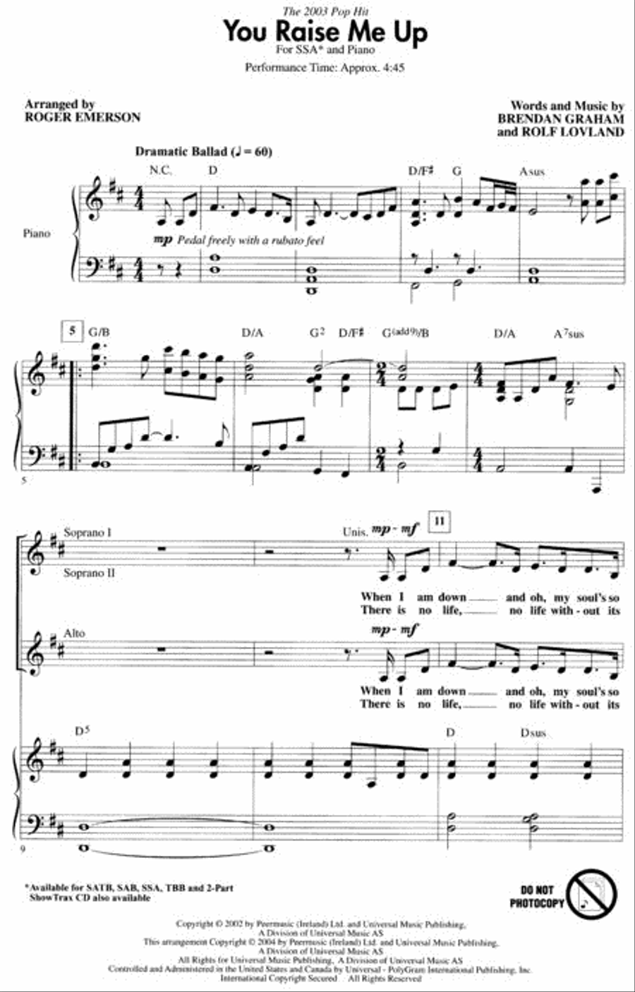 You Raise Me Up SSA scores gallery preview page 2