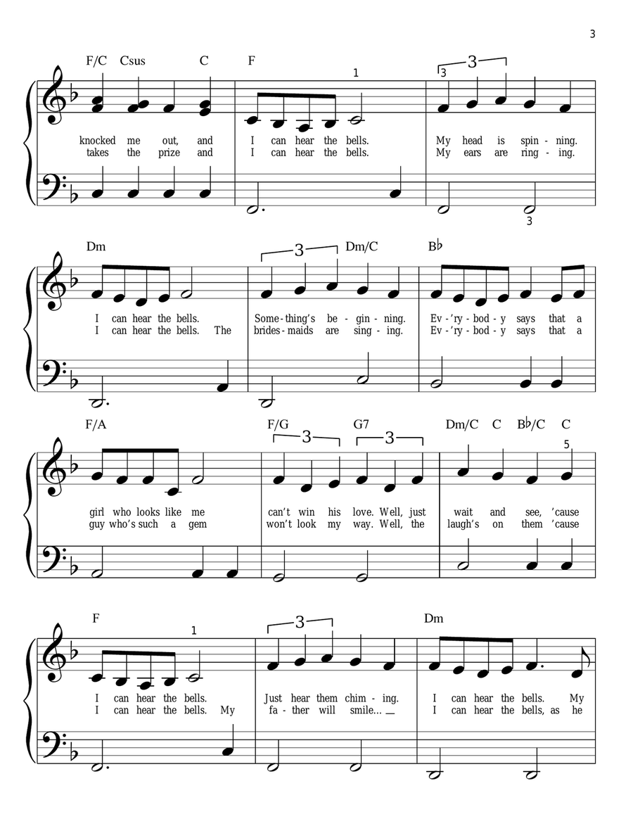 I Can Hear The Bells Easy Piano scores gallery preview page 3