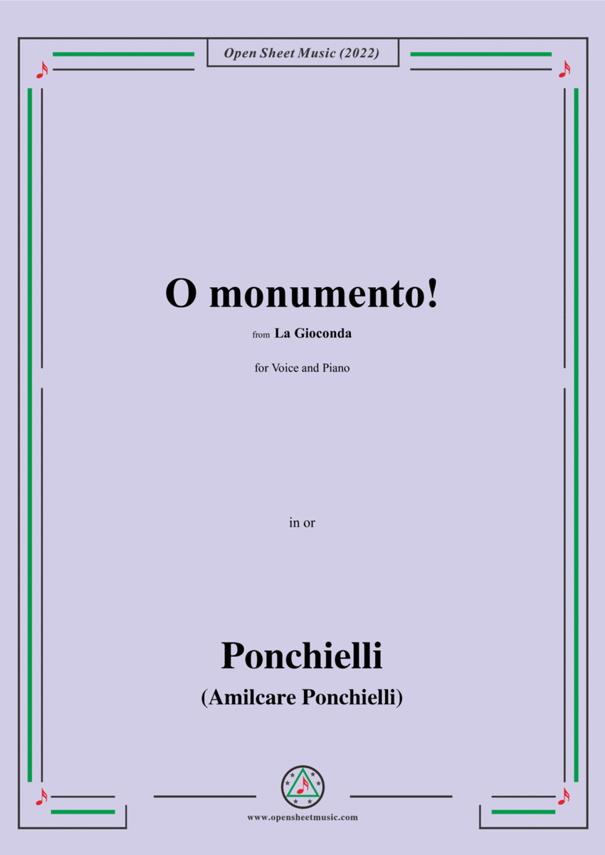 Ponchielli-O monumento!,from 'La Gioconda,Op.9',for Voice and Piano