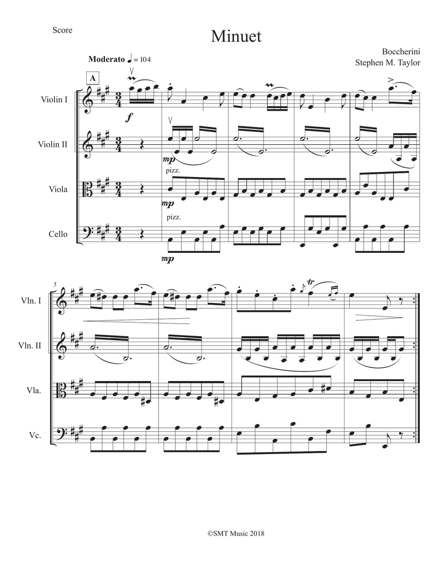 Minuet by Boccherini for String Quartet String Quartet scores gallery preview page 4