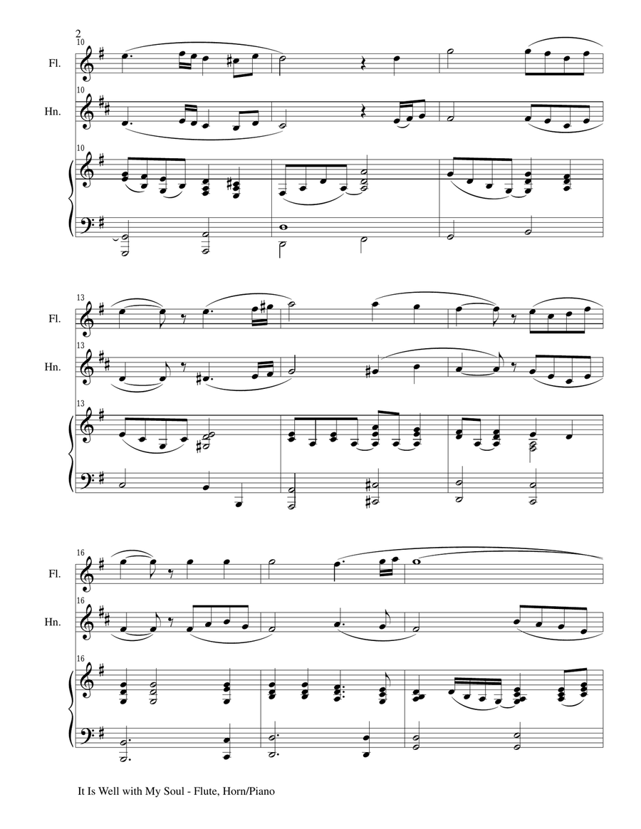 IT IS WELL WITH MY SOUL (Trio - Flute, Horn and Piano with Parts) Woodwind Duet scores gallery preview page 2