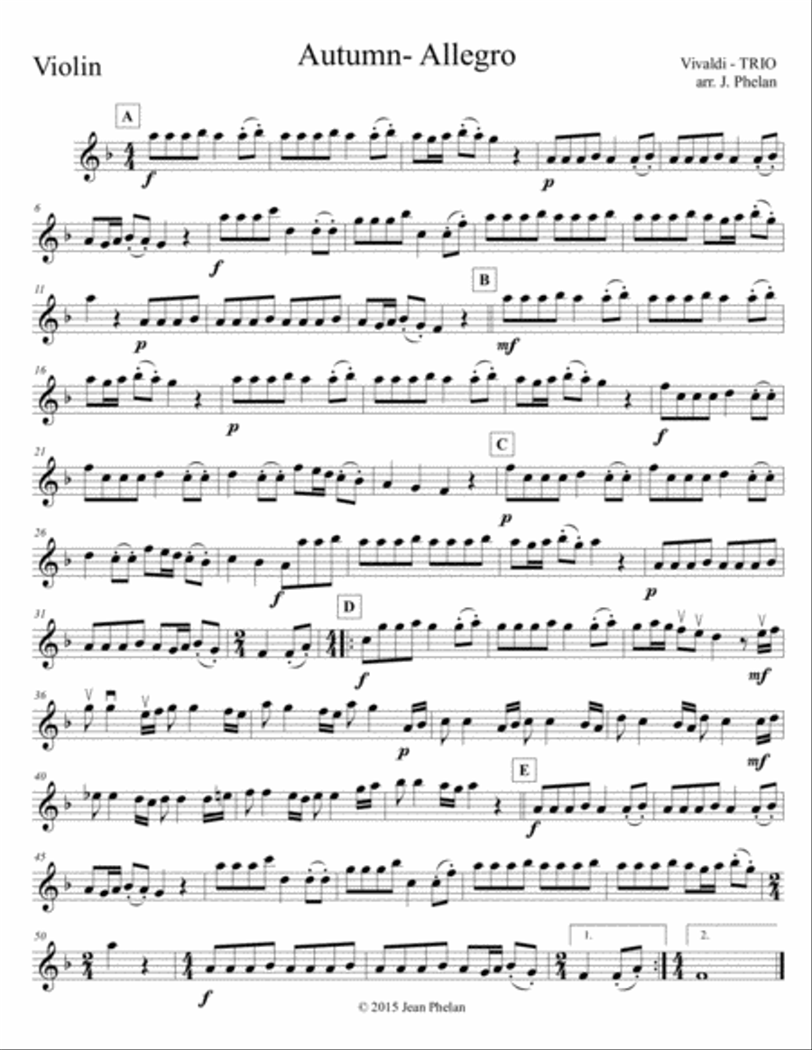 Autumn - Allegro mvt.1 TRIO (Violin, Viola /Violin2, Cello) String Trio scores gallery preview page 1