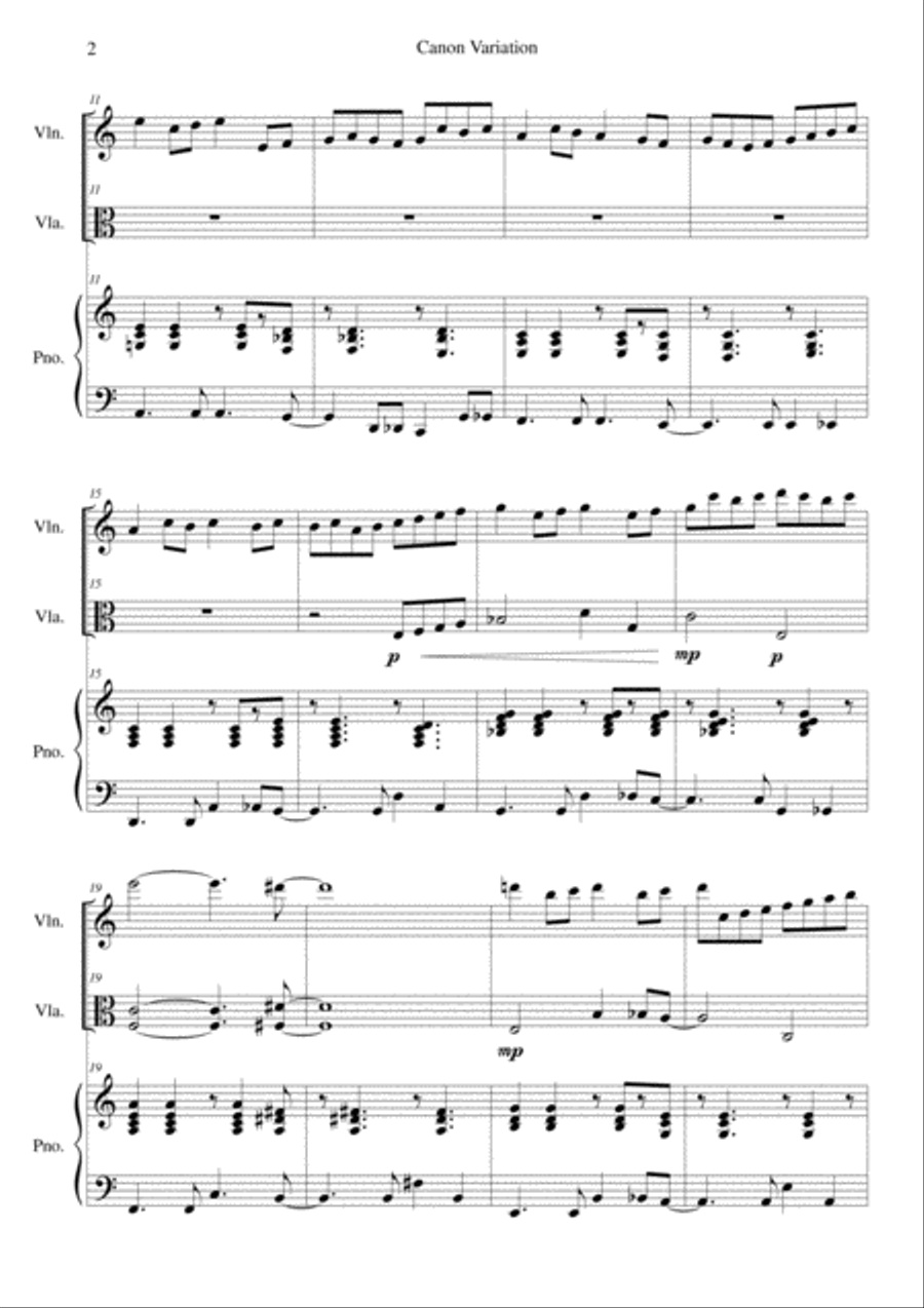 Canon Variation (Jazz Version) Viola scores gallery preview page 2