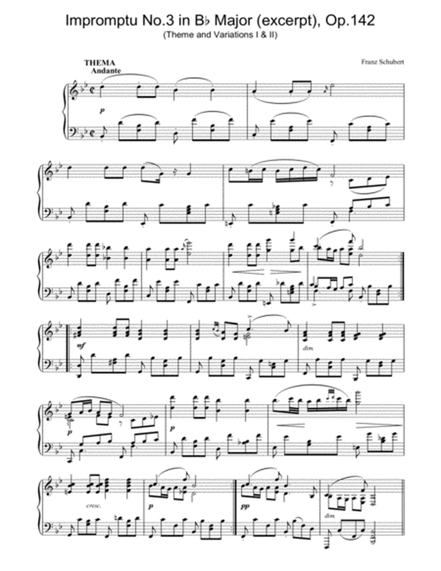 Impromptu No.3 in Bb Major (excerpt), Op.142