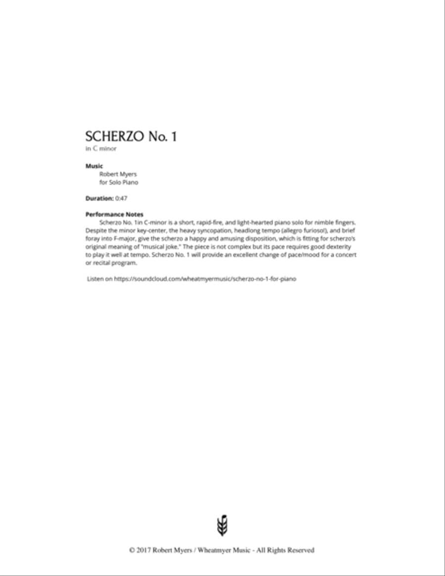 Scherzo No. 1 in C-Minor Piano Solo scores gallery preview page 2