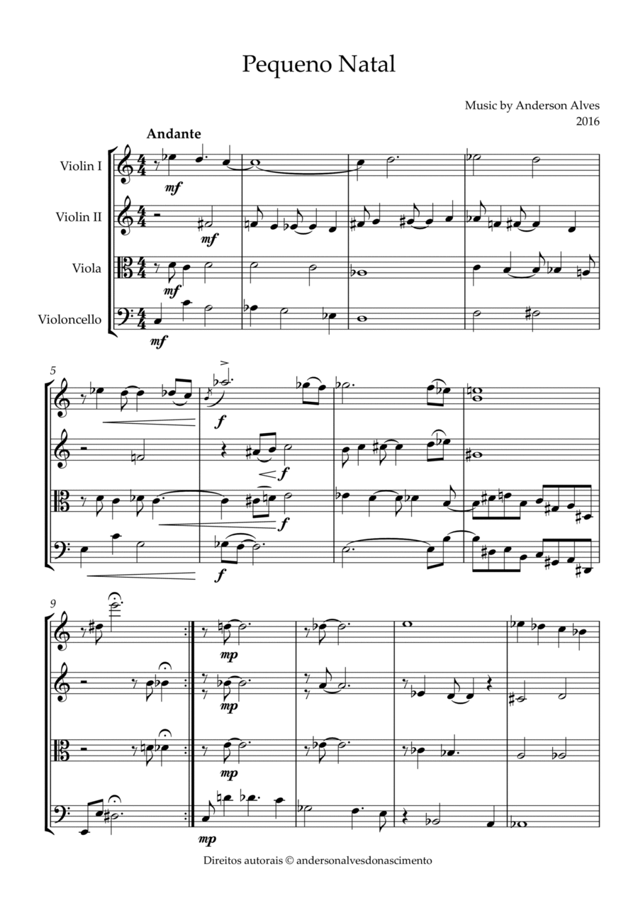 Pequeno Natal String Quartet scores gallery preview page 1