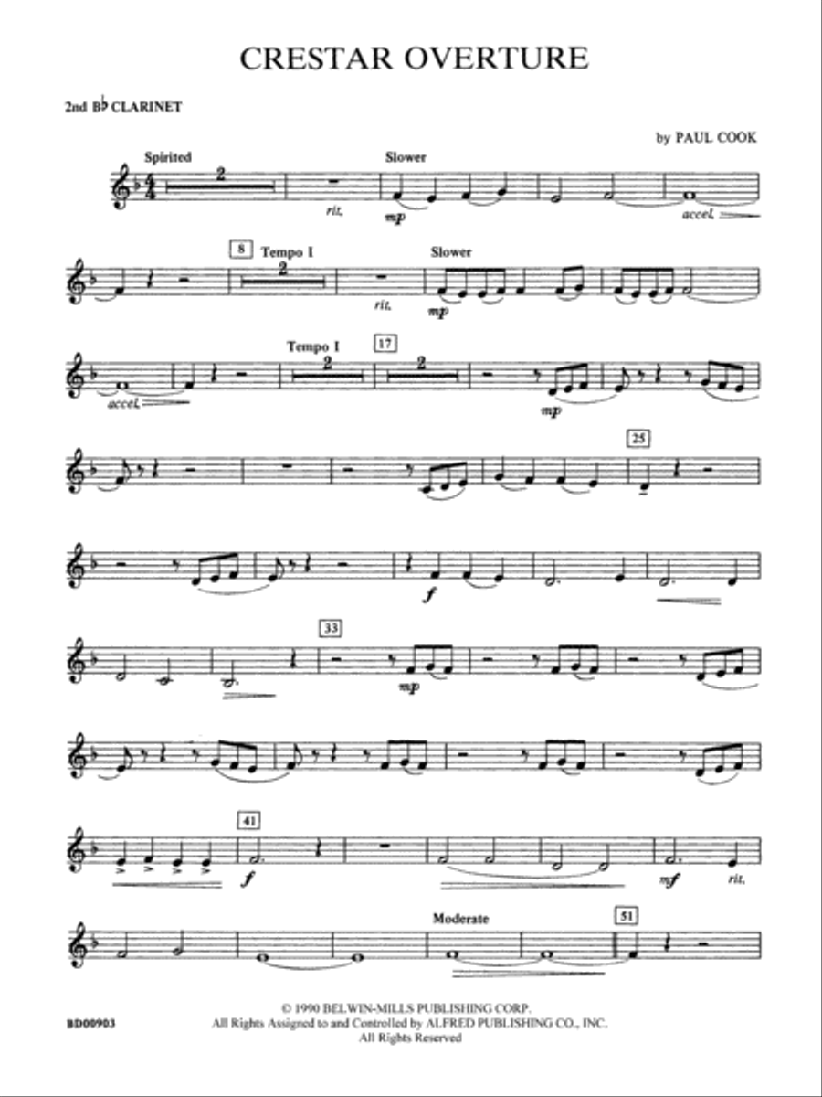 Crestar Overture: 2nd B-flat Clarinet Concert Band scores gallery preview page 1