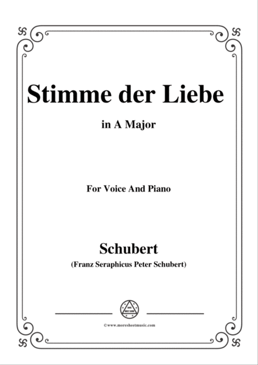 Schubert-Stimme der Liebe,D.418,in A Major,for voice and piano Voice Solo scores gallery preview page 1