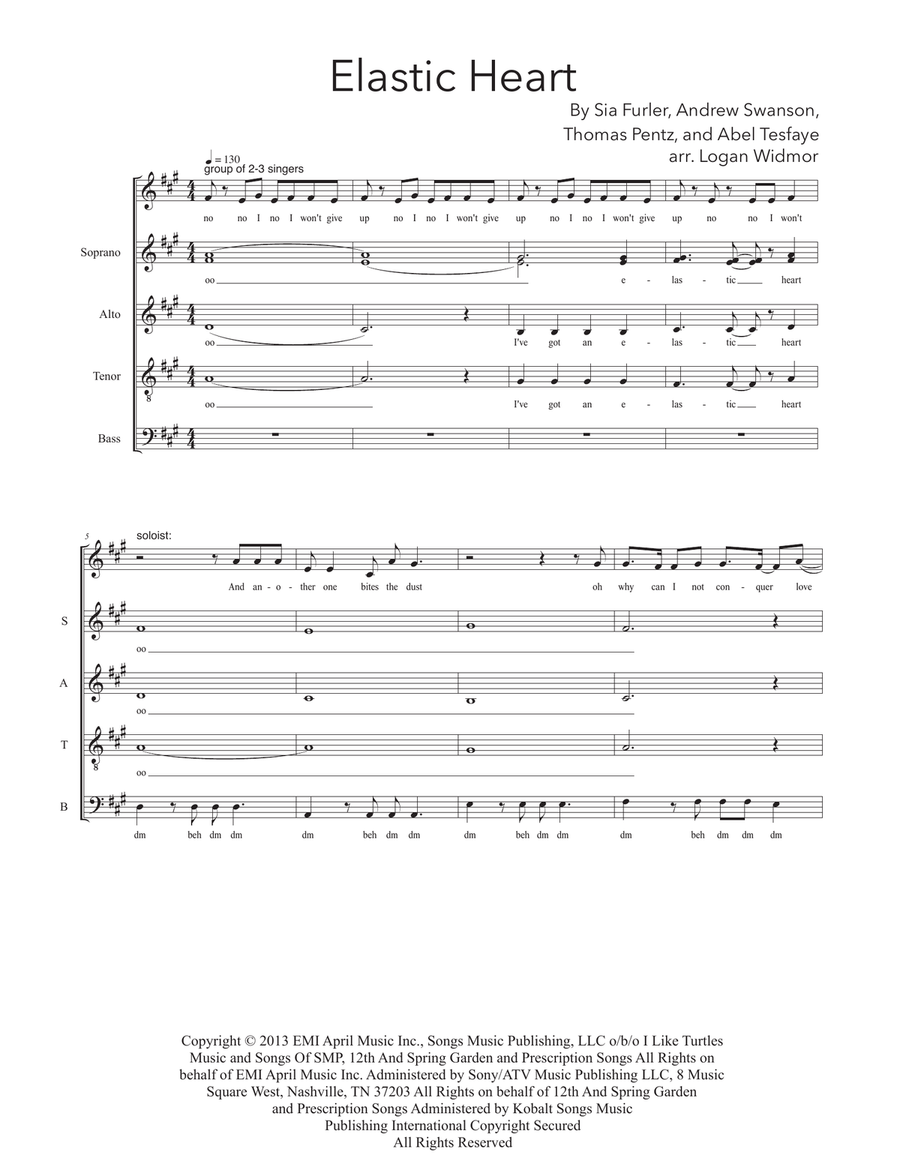 Elastic Heart 4-Part scores gallery preview page 1