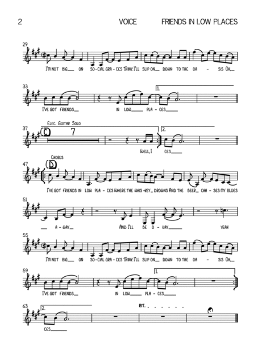 Friends In Low Places Bass Guitar scores gallery preview page 2