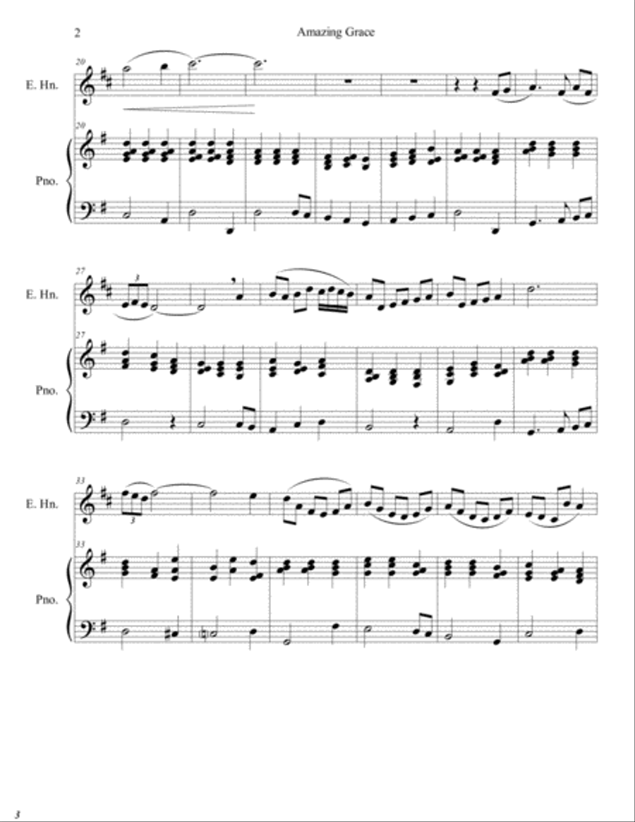 Amazing Grace for English Horn and Piano English Horn scores gallery preview page 2