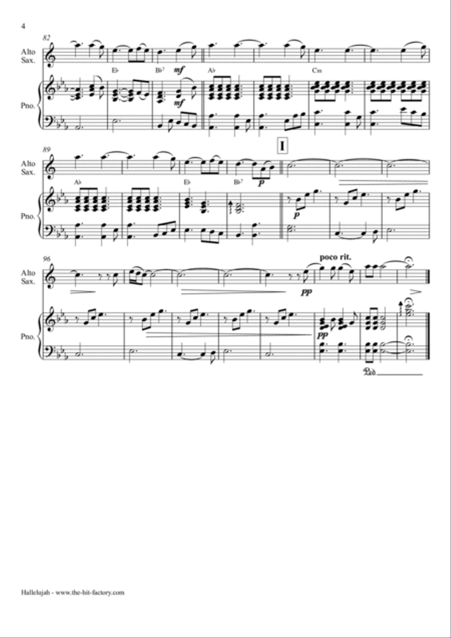 Hallelujah Alto Saxophone scores gallery preview page 4