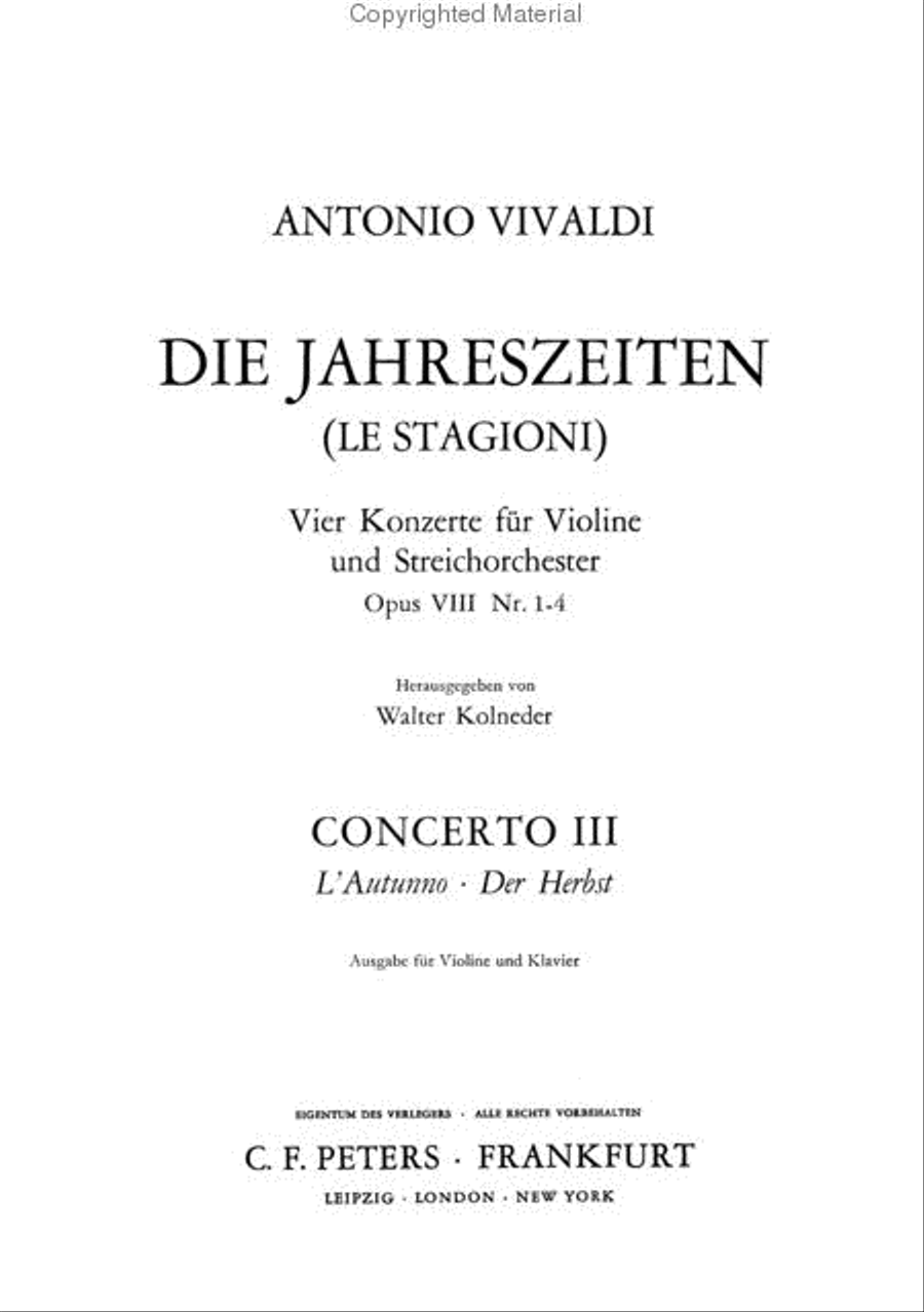 Violin Concerto in F Op. 8 No. 3 Autumn (Edition for Violin and Piano)