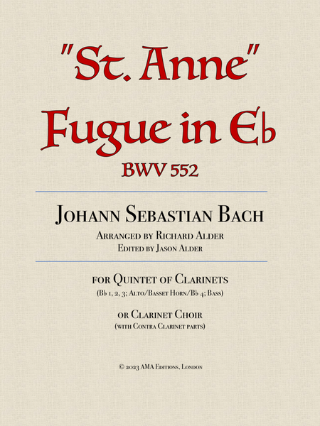 "St Anne" Fugue in E-flat BWV 552 for quintet of clarinets image number null