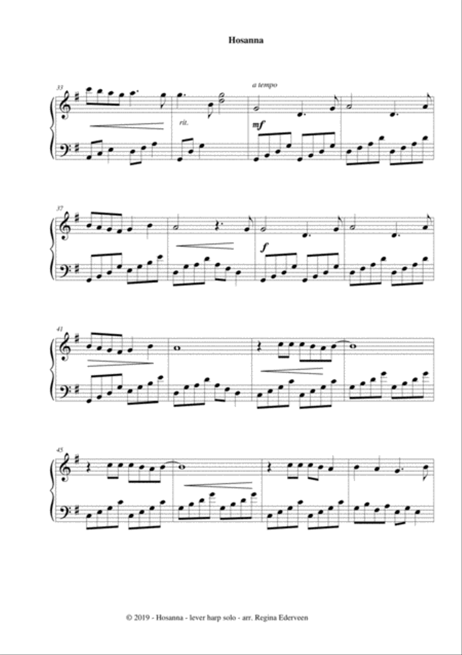 Hosanna - lever harp solo Celtic Harp scores gallery preview page 3
