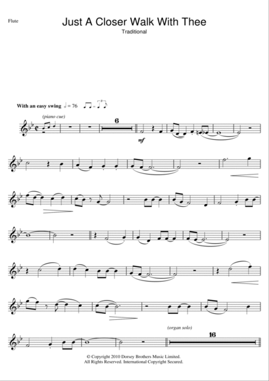 Just A Closer Walk With Thee Flute Solo scores gallery preview page 1