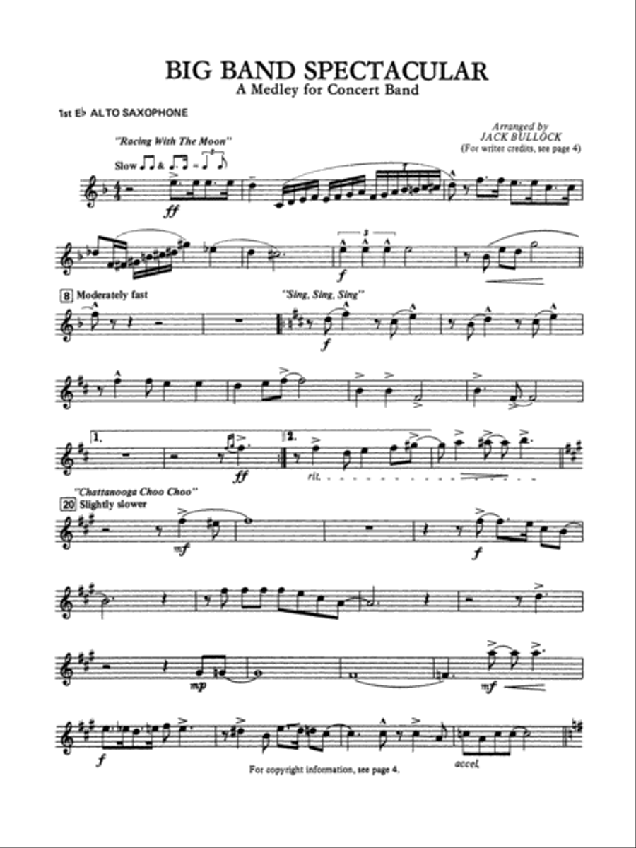 Big Band Spectacular: E-flat Alto Saxophone Concert Band scores gallery preview page 1