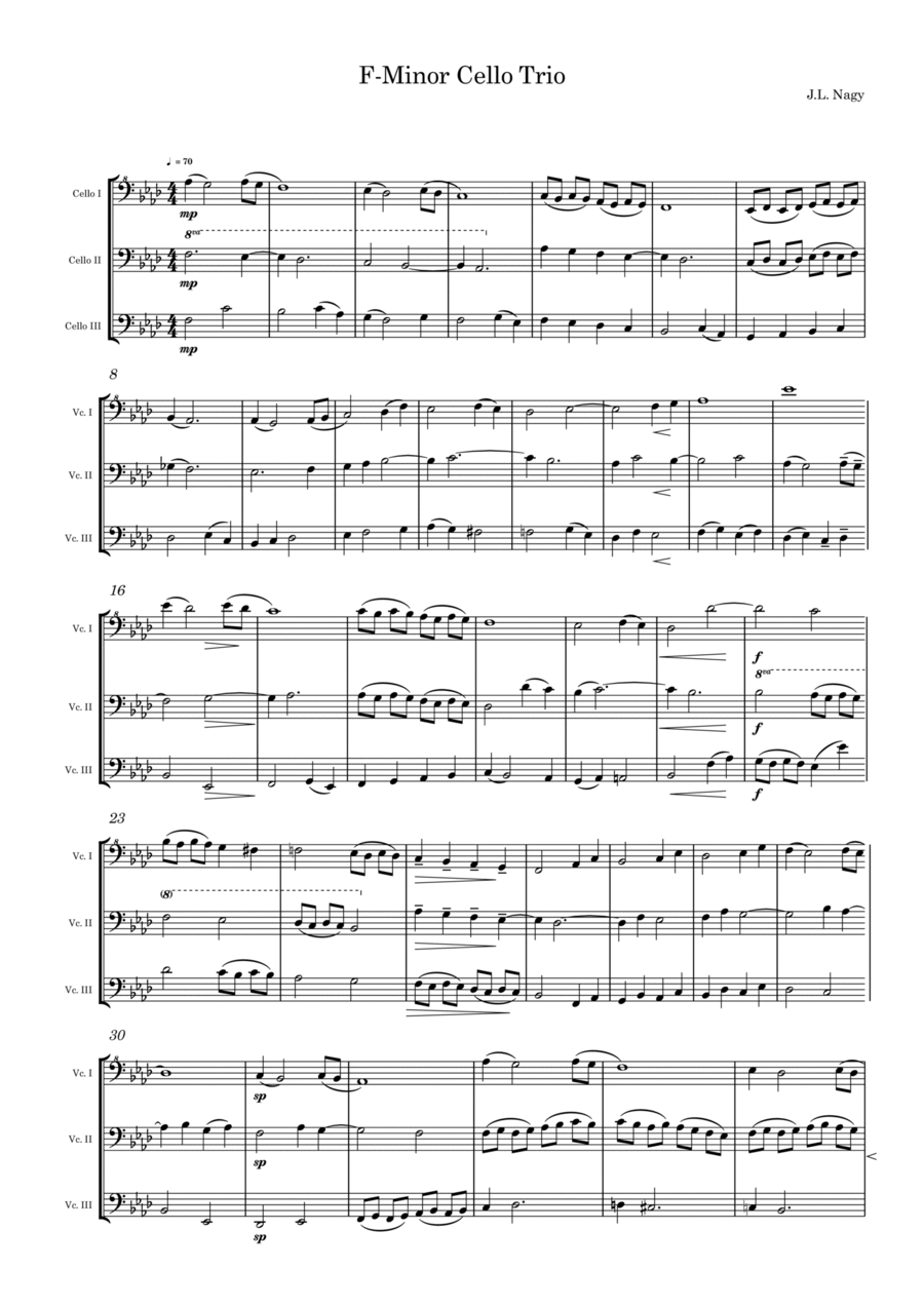 F-Minor Cello Trio String Trio scores gallery preview page 1