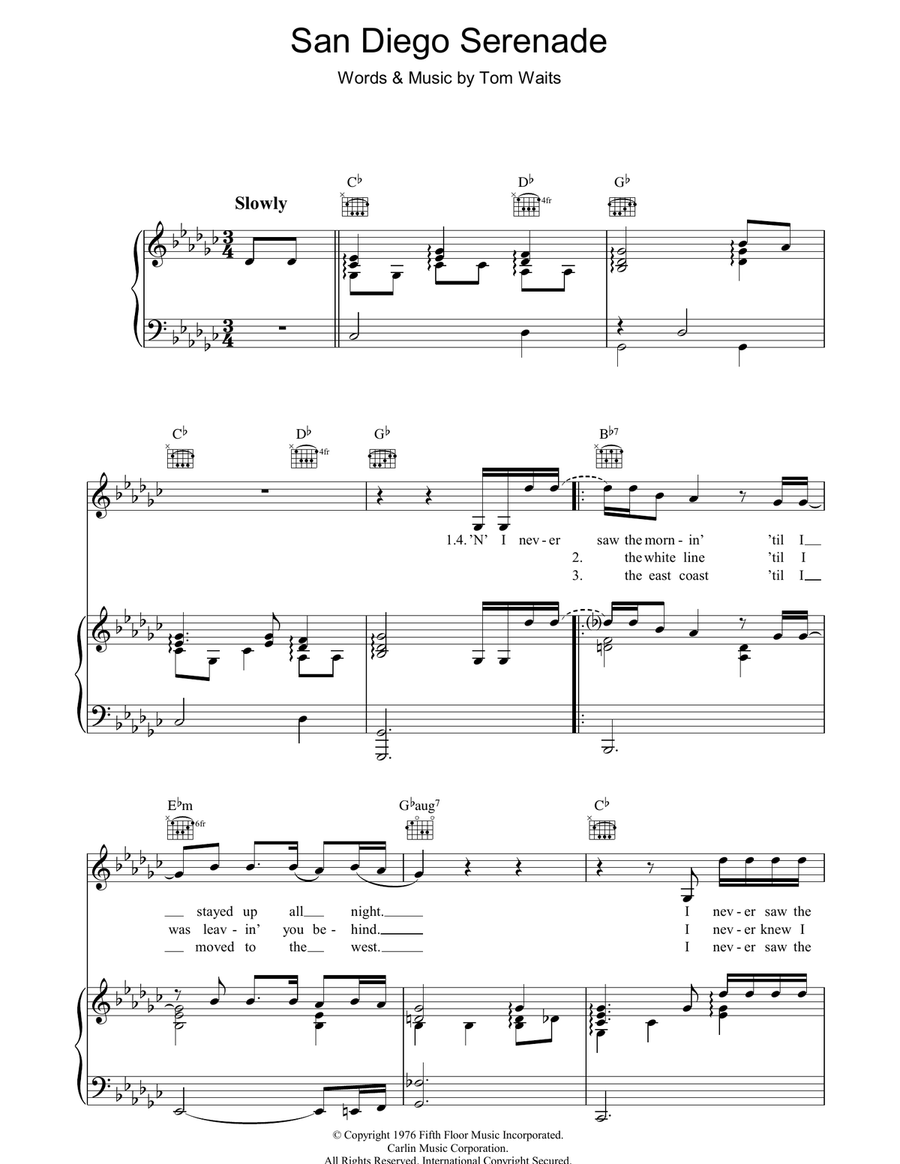 San Diego Serenade Piano, Vocal, Guitar scores gallery preview page 1