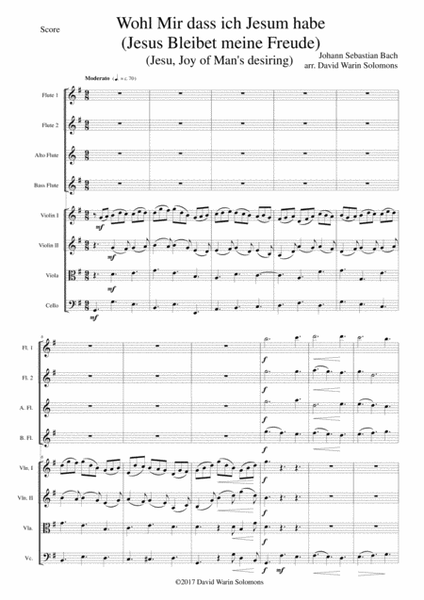 Wohl mir dass ich Jesum habe (Jesu joy of man's desiring) for flute quartet and strings image number null