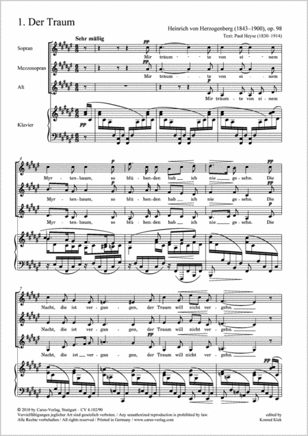 Herzogenberg: Sechs Madchenlieder op. 98