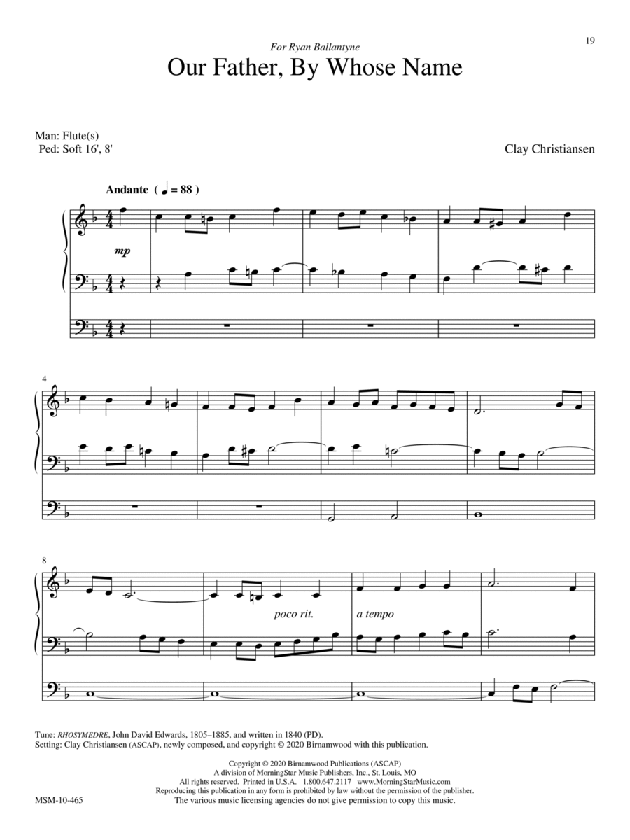 Our Father, By Whose Name Organ scores gallery preview page 1