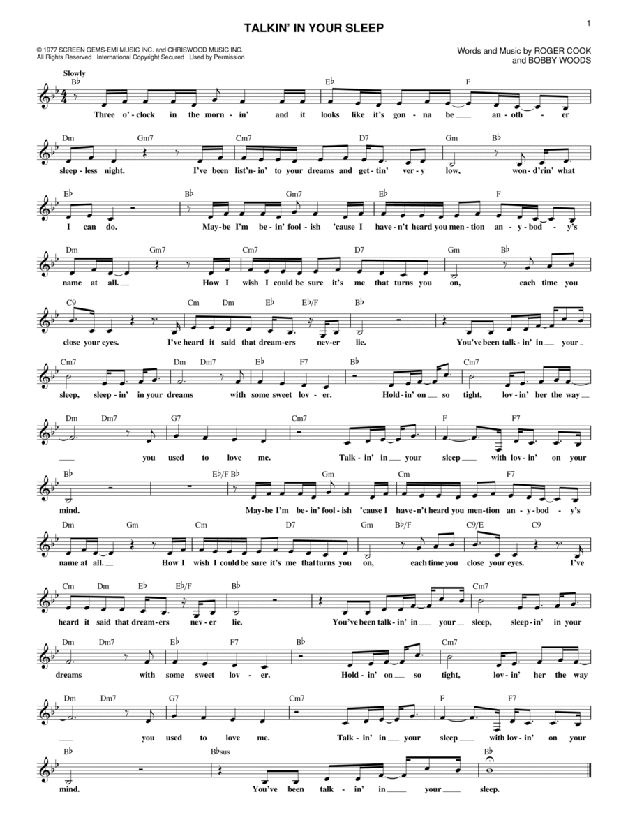 Talkin' In Your Sleep Piano scores gallery preview page 1