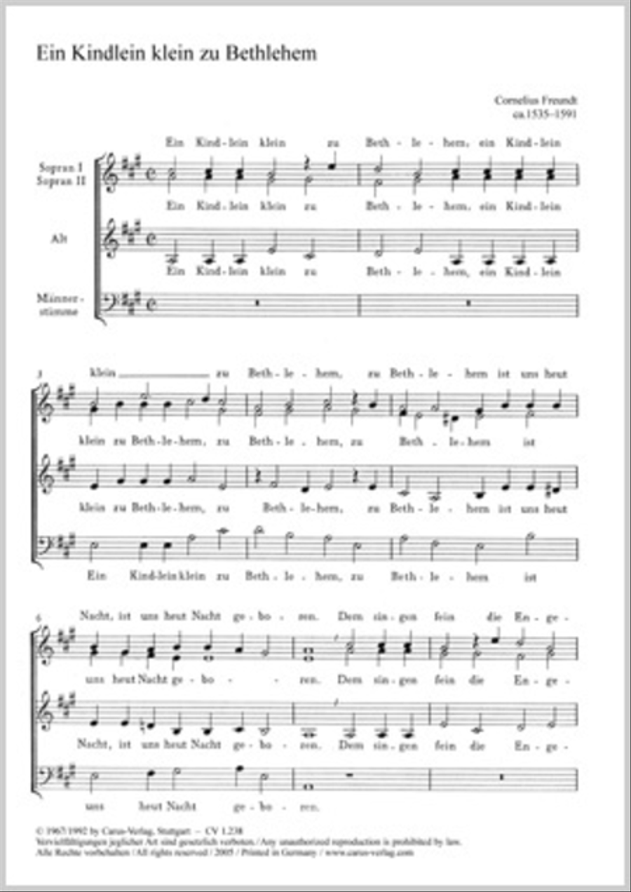 Ein Kindlein klein zu Bethlehem Choir scores gallery preview page 1