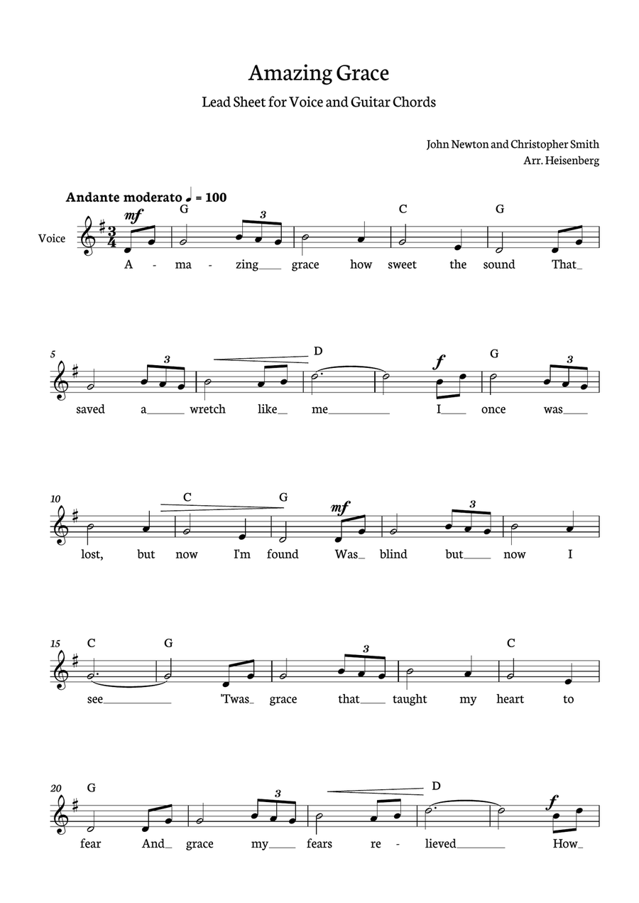 Amazing Grace Piano scores gallery preview page 1