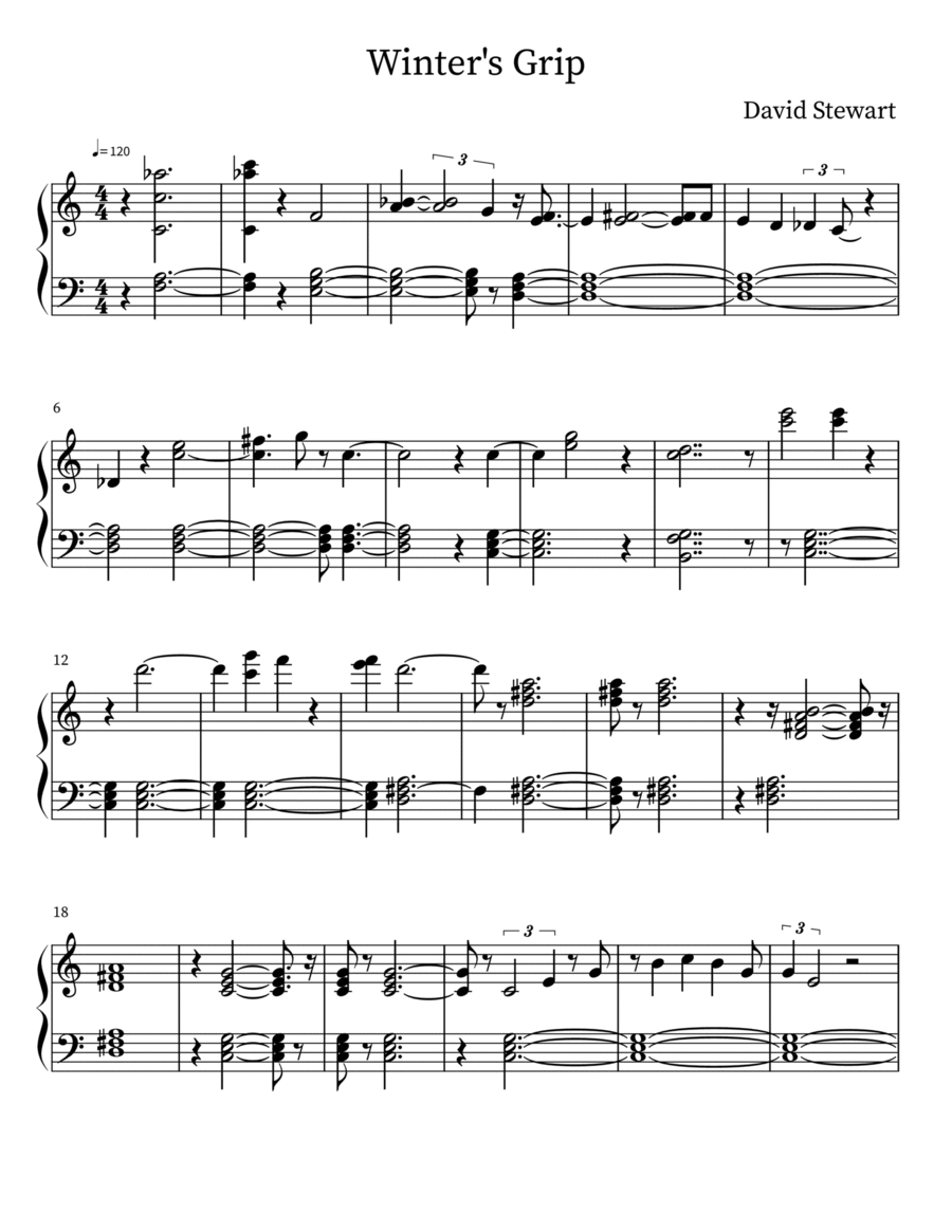 Winter's Grip Winter's Grip Piano Solo scores gallery preview page 1