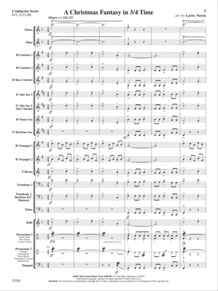 A Christmas Fantasy in 3/4 Time Concert Band scores gallery preview page 2