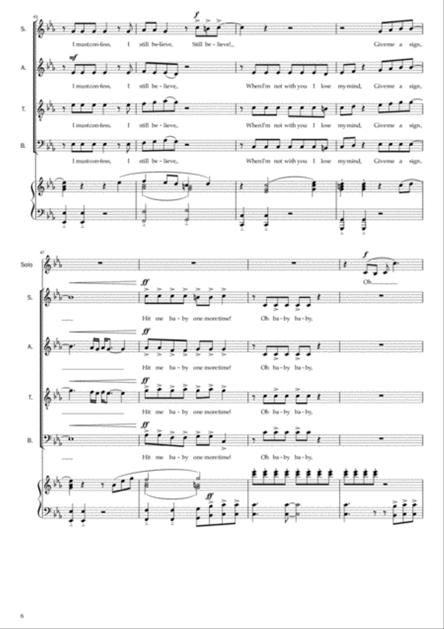 ...baby One More Time 4-Part scores gallery preview page 6
