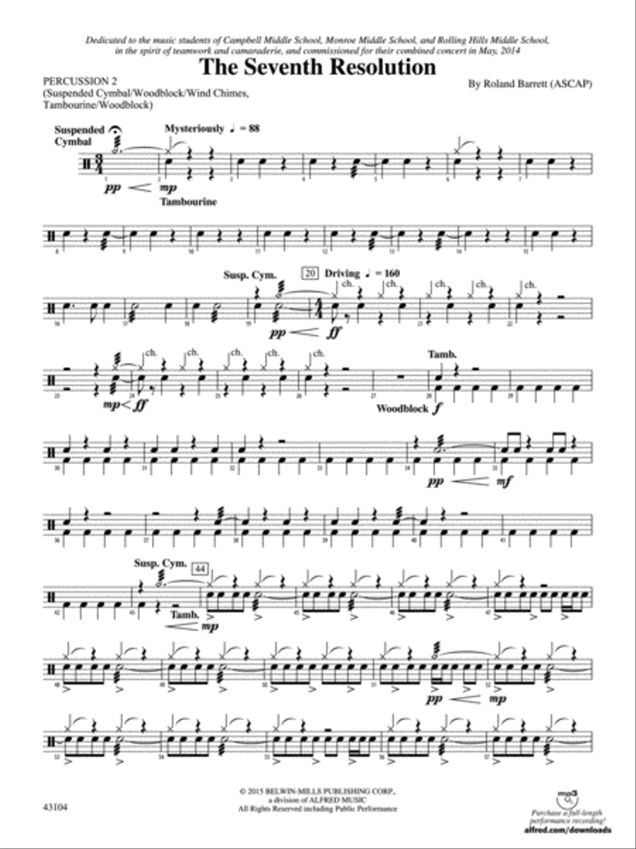 The Seventh Resolution: 2nd Percussion Concert Band scores gallery preview page 1